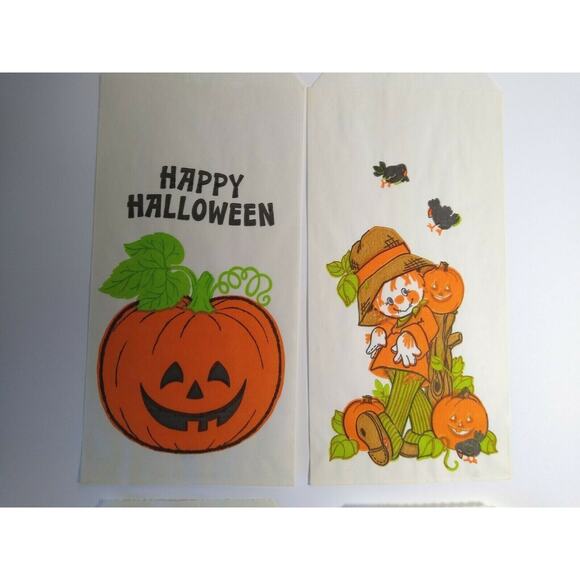 Halloween Candy Trick Or Treat Loot Bags Cute Scarecrows Witch Black Cat Lot 4 - Picture 4 of 6